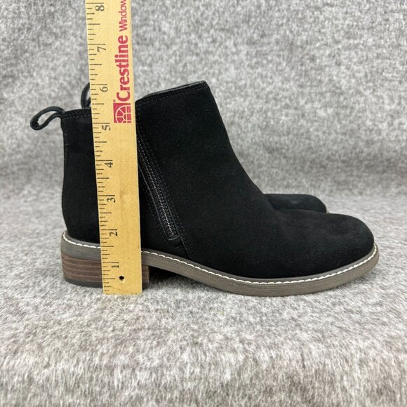 ✅ Womens 7.5M Crown Vintage Ankle Boots Black Suede Leather Booties Side Zipper - Picture 7 of 13
